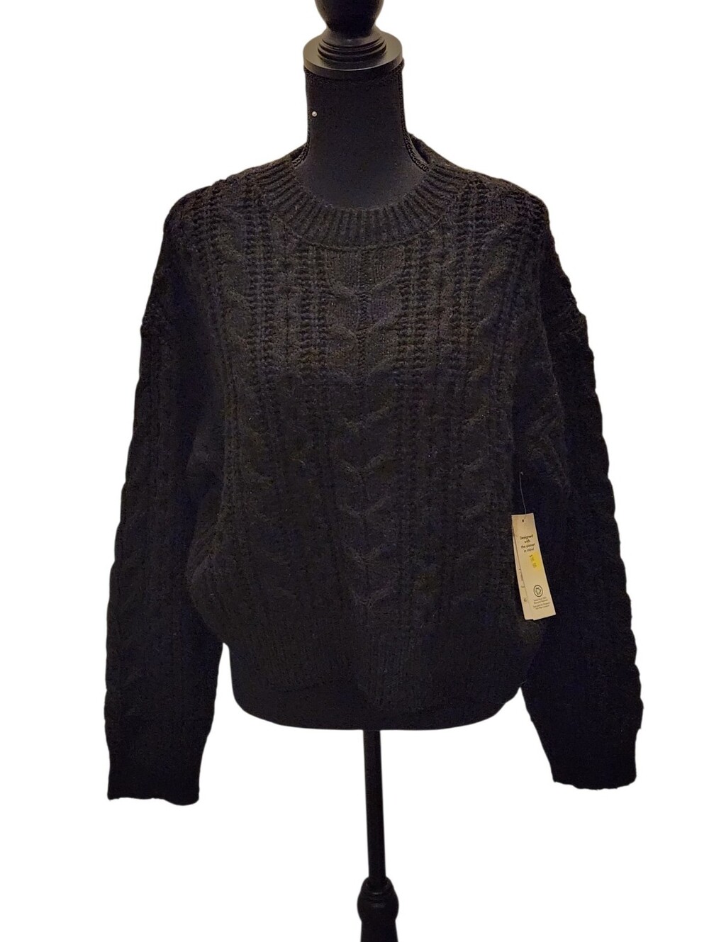 No Boundries Black Cable-Knit Crewneck Sweater - Women's 8/10